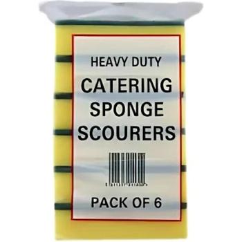 6 HEAVY DUTY CATERING SPONGE SCOURERS