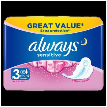 ALWAYS SENSITIVE NIGHT PADS WITH WINGS SIZE3