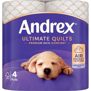 ANDREX TOILET TISSUE QUILTS 4 ROLLS (PM £2.99)