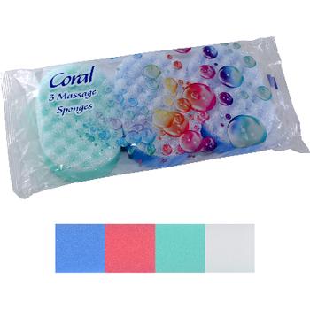 CORAL 3PK MASSAGE SPONGES