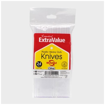 ESSENTIAL CLEAR PLASTIC REUSABLE KNIVES 24-PACK