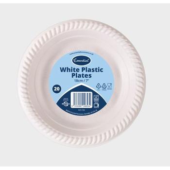 ESSENTIAL WHITE PLASTIC PLATES 18 CM / 7"