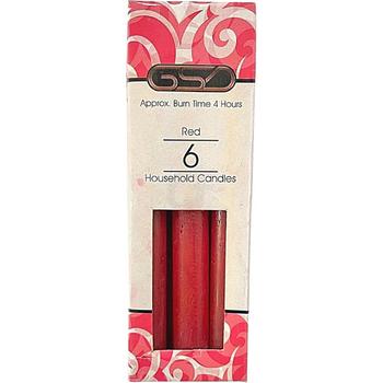 GSD RED 6 HOUSEHOLD CANDLES