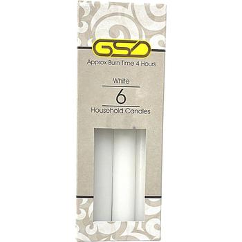 GSD WHITE 6 HOUSEHOLD CANDLES