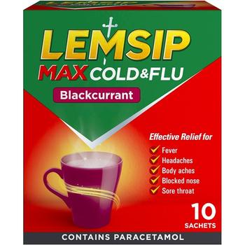 LEMSIP MAX COLD & FLU BLACKCURRANT SATCHETS