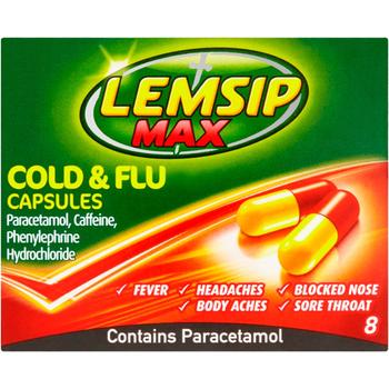 LEMSIP MAX COLD & FLU CAPSULES 8-PACK