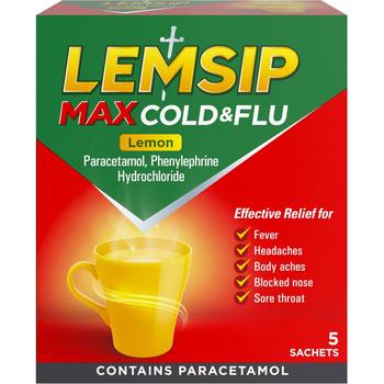 LEMSIP MAX COLD & FLU LEMON SATCHETS
