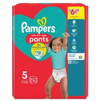 PAMPERS BABY DRY PANTS SIZE 5 (PM £6.49)