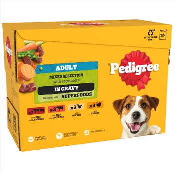 PEDIGREE ADULT MIXED SELECTION IN GRAVY WET DOG FOOD 12X100G