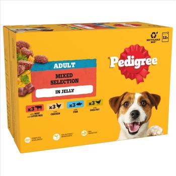 PEDIGREE ADULT MIXED SELECTION IN JELLY DOG FOOD 12X100G-474993