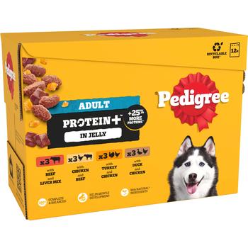 PEDIGREE ADULT PROTEIN PLUS MIXED SELECTION IN JELLY DOG FOOD