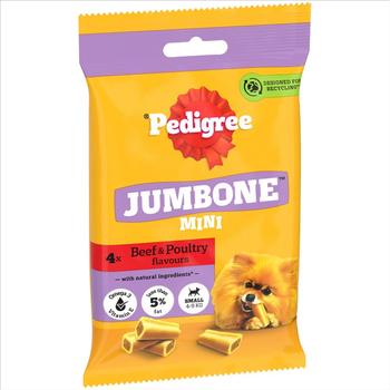 PEDIGREE JUMBONE MINI BEEF & POULTRY 4 CHEWS DOG TREATS