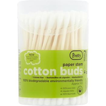 PRETTY COTTON BUDS 100 PAPER STEM FLIP TOP