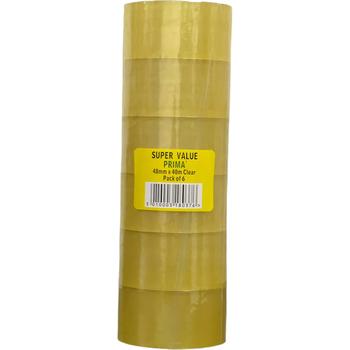 PRIMA CLEAR PP TAPE 6-PACK 48MMX40M