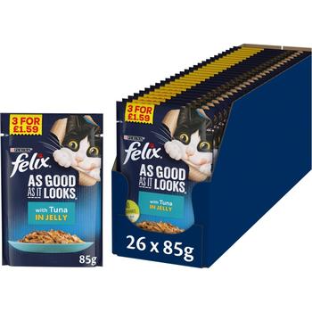 PURINA FELIX AS GOOD AS IT LOOKS TUNA IN JELLY WET CAT FOOD (PM 3 FOR £1.59)