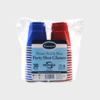 RED & BLUE PLASTIC PARTY SHOT GLASSES-E24.0216