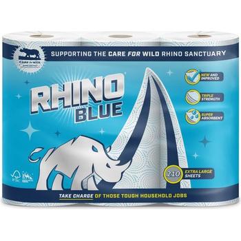 RHINO KITCHEN TOWEL BLUE 3 ROLL 3PLY PK4