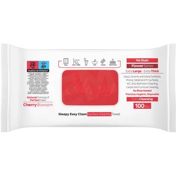SLEEPY EASY CLEAN SURFACE CLEANING TOWELS – KIRAZ CICEGI - CHERRY BLOSSOM (RED)- KIRMIZI