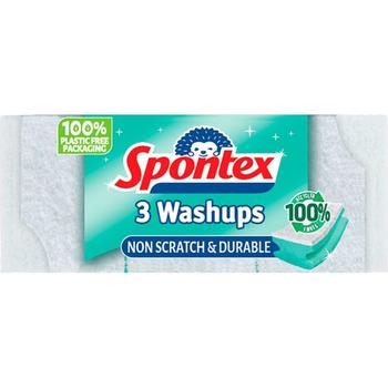 SPONTEX DISHWASHING SPONGE SCOURERS NON SCRATCH 3PK