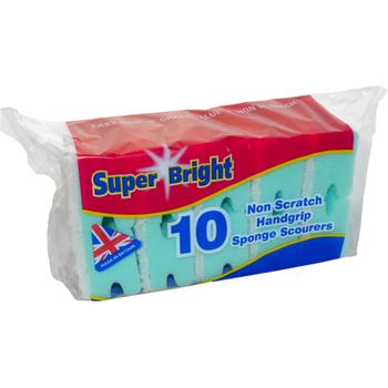 SUPERBRIGHT 10 HANDGRIP NON-SCRATCH SPONGE SCOURERS
