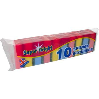 SUPERBRIGHT 10 SPONGE SCOURERS 10-PACK