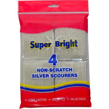 SUPERBRIGHT 4 NON-SCRATCH SILVER SCOURERS