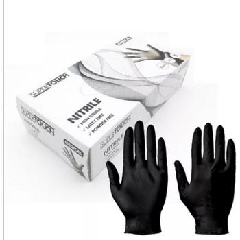 SUPERTOUCH BLACK NITRILE MEDICAL GLOVES MEDIUM