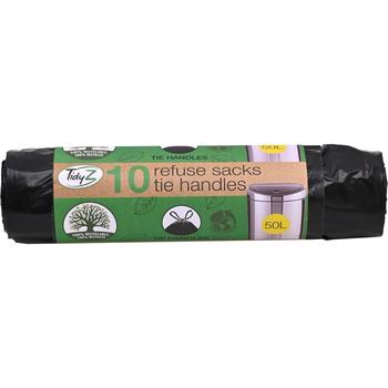TIDYZ 10 REFUSE SACKS TIE HANDLES