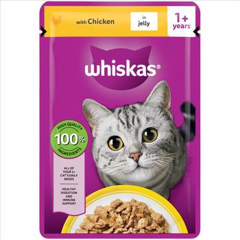 WHISKAS 1+ CAT POUCHES WITH CHICKEN IN JELLY 85G-443401