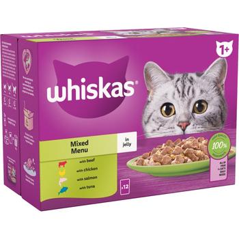 WHISKAS ADULT 1+ MIXED MENU WET CAT FOOD IN JELLY 12-PACK-442893