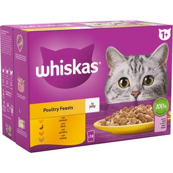 WHISKAS ADULT 1+ POULTRY FEASTS WET CAT FOOD IN JELLY 12-PACK-444057