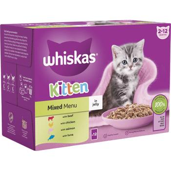 WHISKAS KITTEN 2-12 MONTHS MIXED MENU IN JELLY CAT FOOD 12X85G-449071