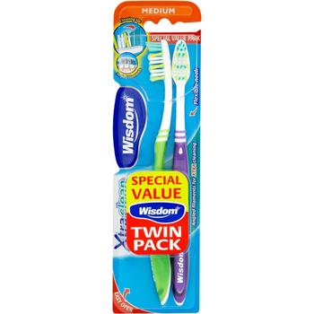 WISDOM TOOTHBRUSH EXTRA CLEAN TWIN MEDIUM