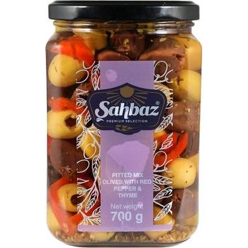 Sahbaz Pitted Mix Olives W.red Pepper & Thyme-Jar Pm £3.79