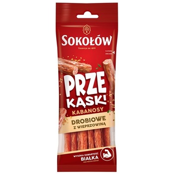 SOKOLOW KABANOS SNACK POULTRY PORK STICKS DROBIOWE Z WIEPRZOWINA PM 1.39