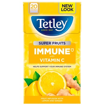 TETLEY SUPER FRUITS IMMUNE LEMON GINGER TEA BAGS