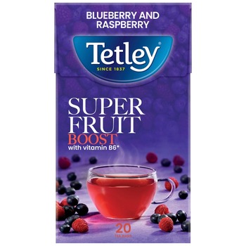 TETLEY SUPER FRUITS BOOST BLUEBERRY AND RASPBERRY