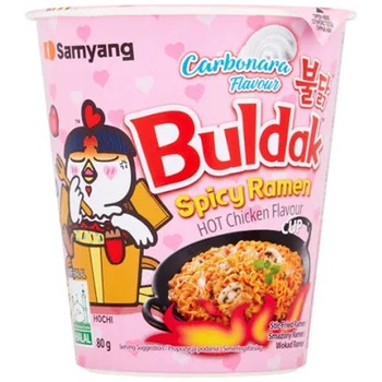 NOODELS BULDAK HOT CHICKEN CARBONARA FLAVOUR RAMEN CUB (HALAL)
