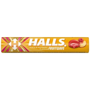 HALLS FRUITWAVE PEACH & RASBERRY