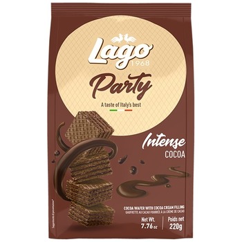 LAGO PARTY BAG WAFERS INTENSE COCOA WAFER WITH COCOA CREAM