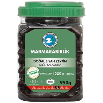 MARMARABIRLIK BLACK OLIVES BOTTLE 2XS (351-380)