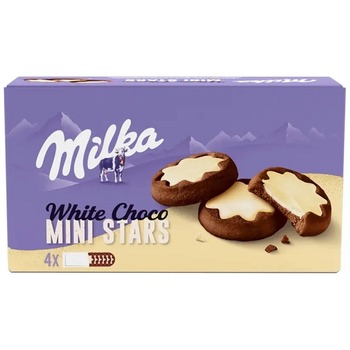 MILKA COOKIES WHITE CHOCO MINI STARS BISCUIT