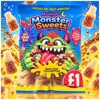 MONSTER SWEET CRAZY FIZZY COLA BOTTLES PM 1.00 (HALAL)